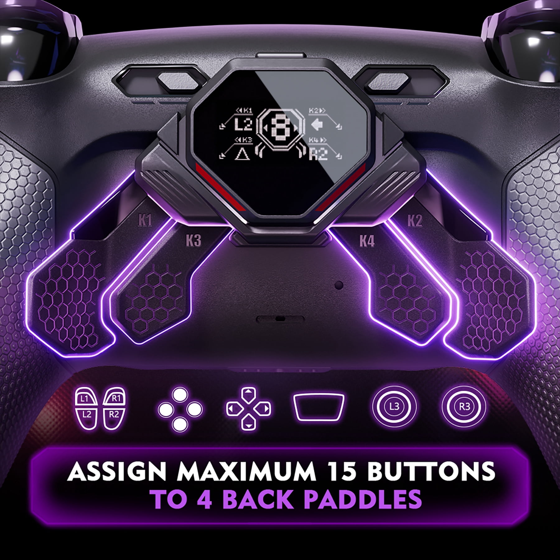 eXtremeRate SPARK Kit for PS5 Controller BDM-010/020 - OLED Paddles w/ 4 Remappable Buttons, Clicky Triggers & Rubberized Grip (Black)