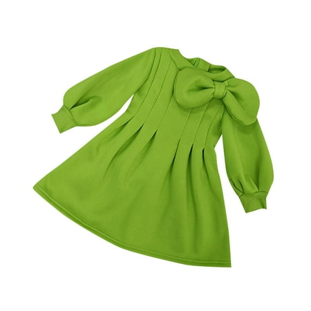 

Kids Toddler Baby Girls Autumn Winter Solid Cotton Warm Thick Long Sleeve Princess Dress Clothes