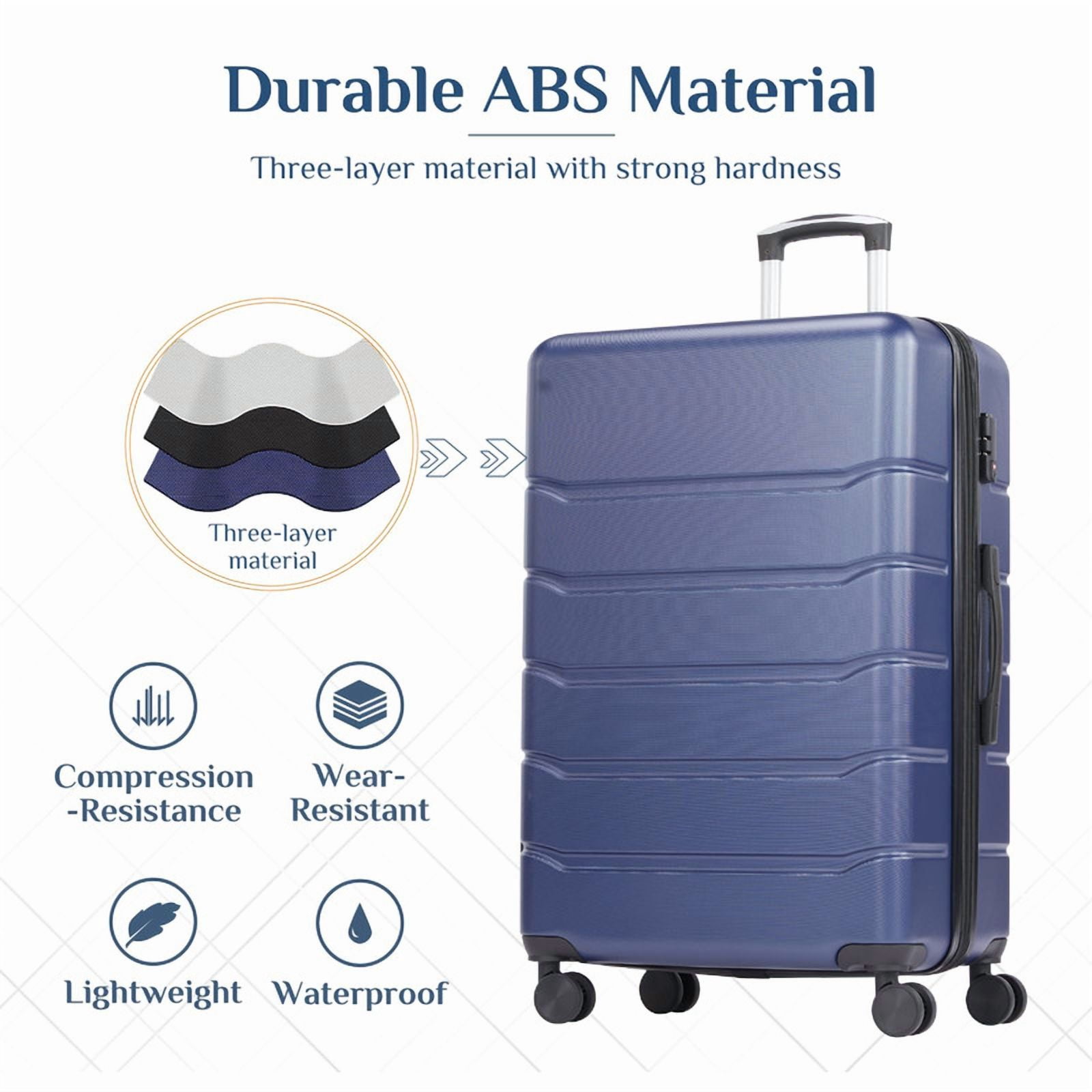 Kelno Carry On Luggage with Spinner Wheels ABS Hard Shell Suitcase Expandable Rolling Luggage with TSA Lock, Blue