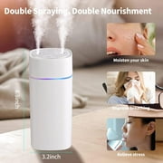 600ml Mini Humidifier for Bedroom, Desk - Portable Double Jet Humidifier for Indoor Office, Car - White