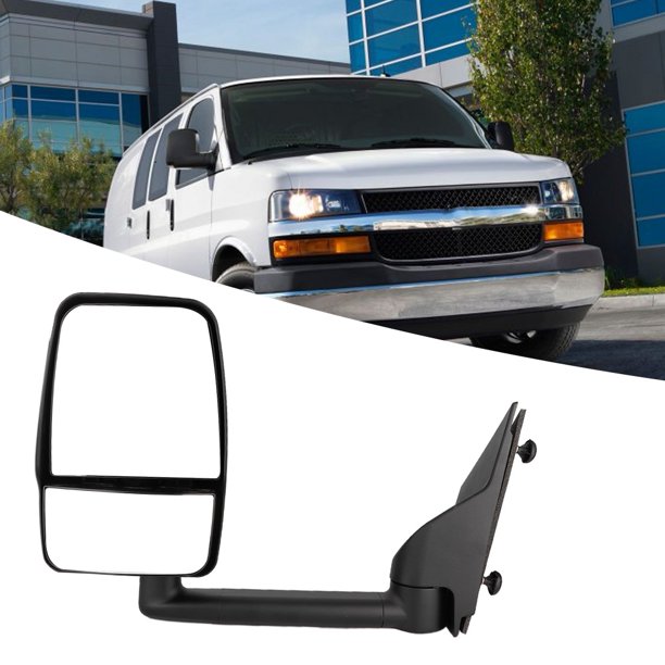 Mgaxyff Black Manual Folding Towing Mirror Fit For Chevy Express 1500