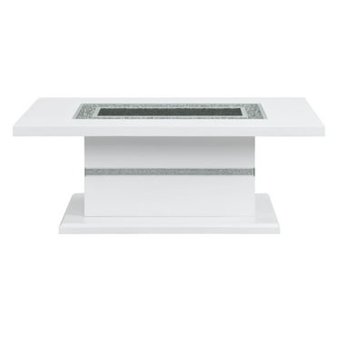 Global Furniture USA Monaco Engineered Wood & Glass Coffee Table in White/Silver