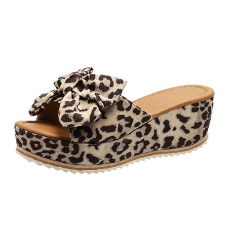 

Slip On Wedge Sandals for Women Espadrilles Wedges Open Toe Sandals Platform Bow Slides Dressy Summer Mules Casual Wedge Heels Sandals