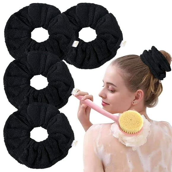 EASTIN Microfibre Séchage Cheveux Scrunchies Serviette Fibre - Petits Pains Grand Jumbo Noir Scrunchie pour Cheveux Bouclés pour la Douche Chaîne Cheveux Humides Anti Frizz Produits Capillaires Absorbants Sommeil Rapide Scrunchy F