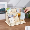 thumbnail image 3 of 2 set 4-Tier 9-Slot Wood Postcard Display Riser Stands Blanched Almond Finished Product: 29x19.3x19.3cm, 3 of 7