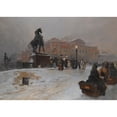 thumbnail image 2 of Paolo Sala 18x14 Black Ornate Wood Framed Double Matted Museum Art Print Titled - The Anichkov Bridge on Nevsky Prospekt at Dusk, 2 of 5
