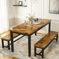 thumbnail image 1 of Stmoze Ensemble de Table à Manger 47,2 Pouces pour 4, Table de Cuisine avec 2 Bancs, Ensemble de Table de Salle à Manger avec Cadre en Métal, 3 Pcs Banc de Salle à Manger pour Cuisine, Restaurant, Brun Rustique, 1 of 7