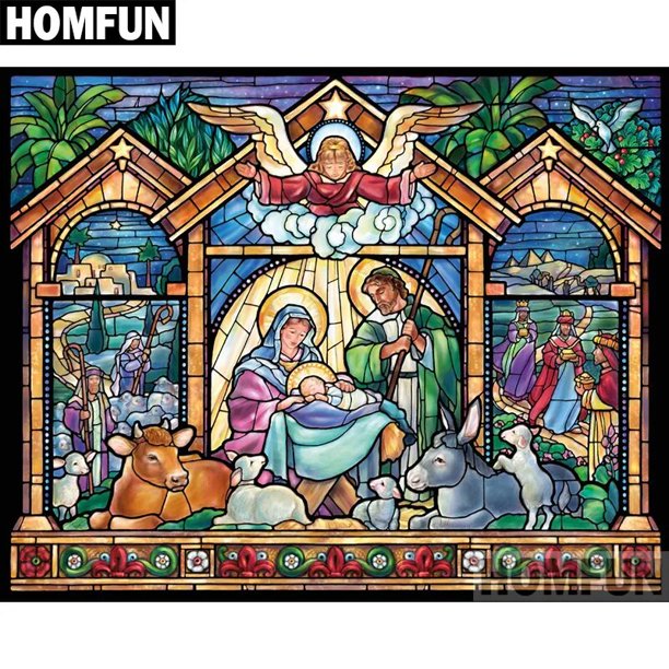 HOMFUN-pintura de diamante 5D DIY "Jesús religioso", cuadrados o redondos de imitación bordado de diamantes, estilo punto de cruz 5D, decoración del hogar, A00856