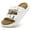 White, variant on Womens Flat Sandals Cork Footbed Slides, Platform Clogs Shoes Mules Summer Slip On Slide Sandals with Adjustable Buckle