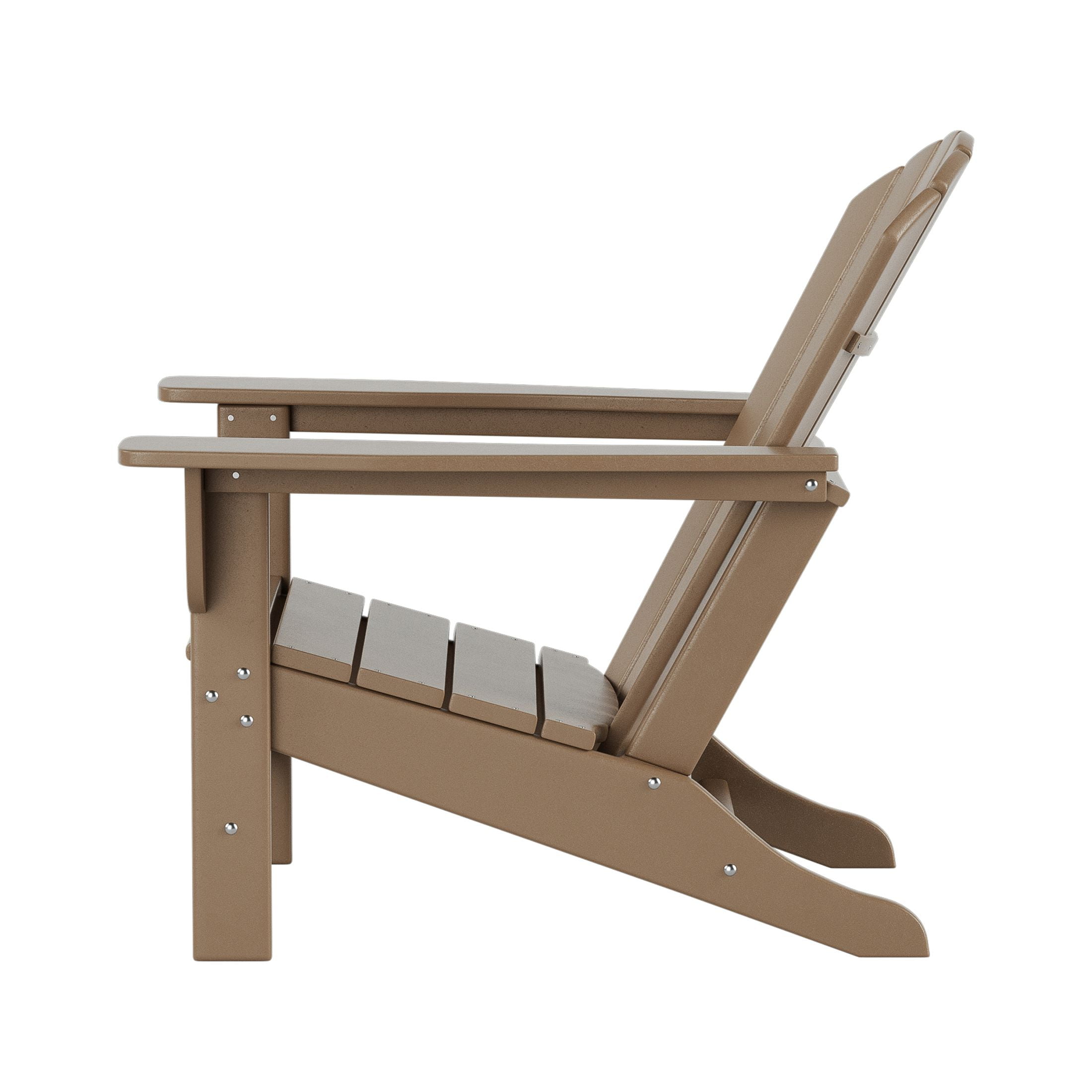 WestinTrends Dylan Adirondack Chairs Set of 2, All Weather Poly Lumber Outdoor Patio Chairs, Seashell Slat Curved Back, Widen Seat Armrest, Color Stay, Imitation Wood Texture, Weathered Wood