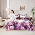 thumbnail image 4 of Homewish Gothic Skulls Queen Bedding for Kids, Watercolor Butterfly Wildflower Bedding Comforter Set Queen, Black Reversible, 7-Piece, 4 of 7