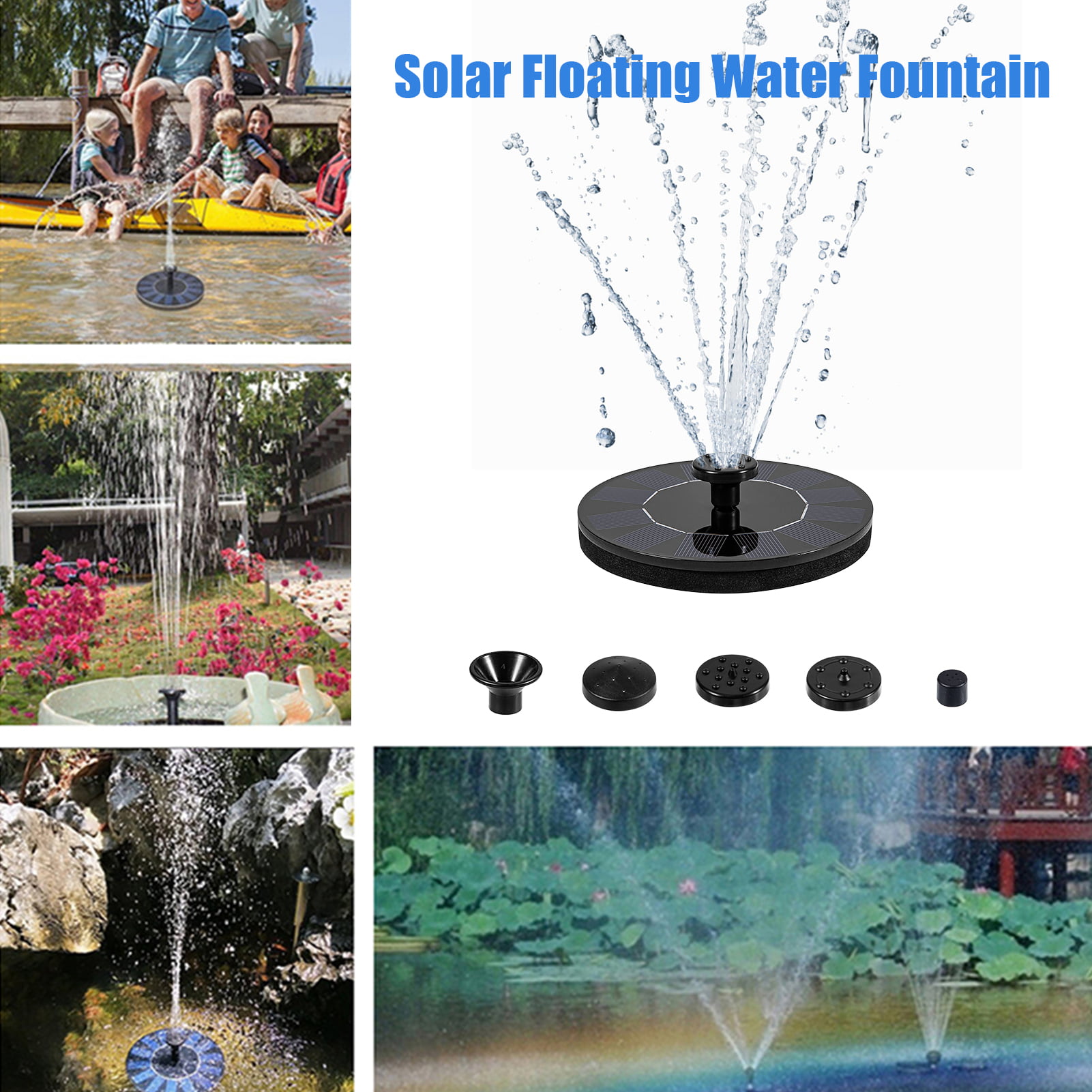 Solar Panel Powered Submersible Floating Fountain Garden Pool Pond Water Pump yg 