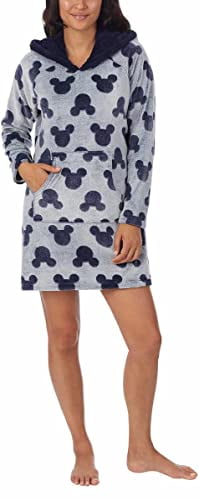 Disney Mickey Mouse Pale Blue Fleece Dressing Gown For Ladies 