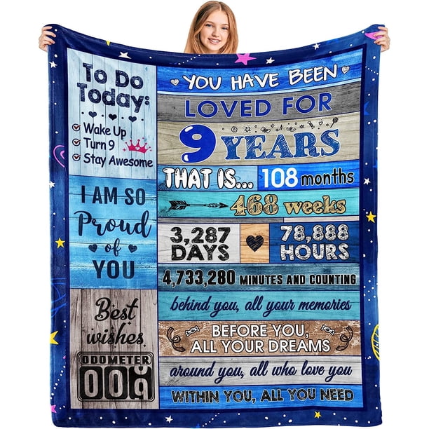 LHSHID Happy 9th Birthday Gift Throw Blanket 9th Birthday Decorations for Girls 9 Year Old Girl Boy Gifts for Birthday Boy Girl 9 Years Old Gift Ideas Birthday Party Decorations 30"x40"