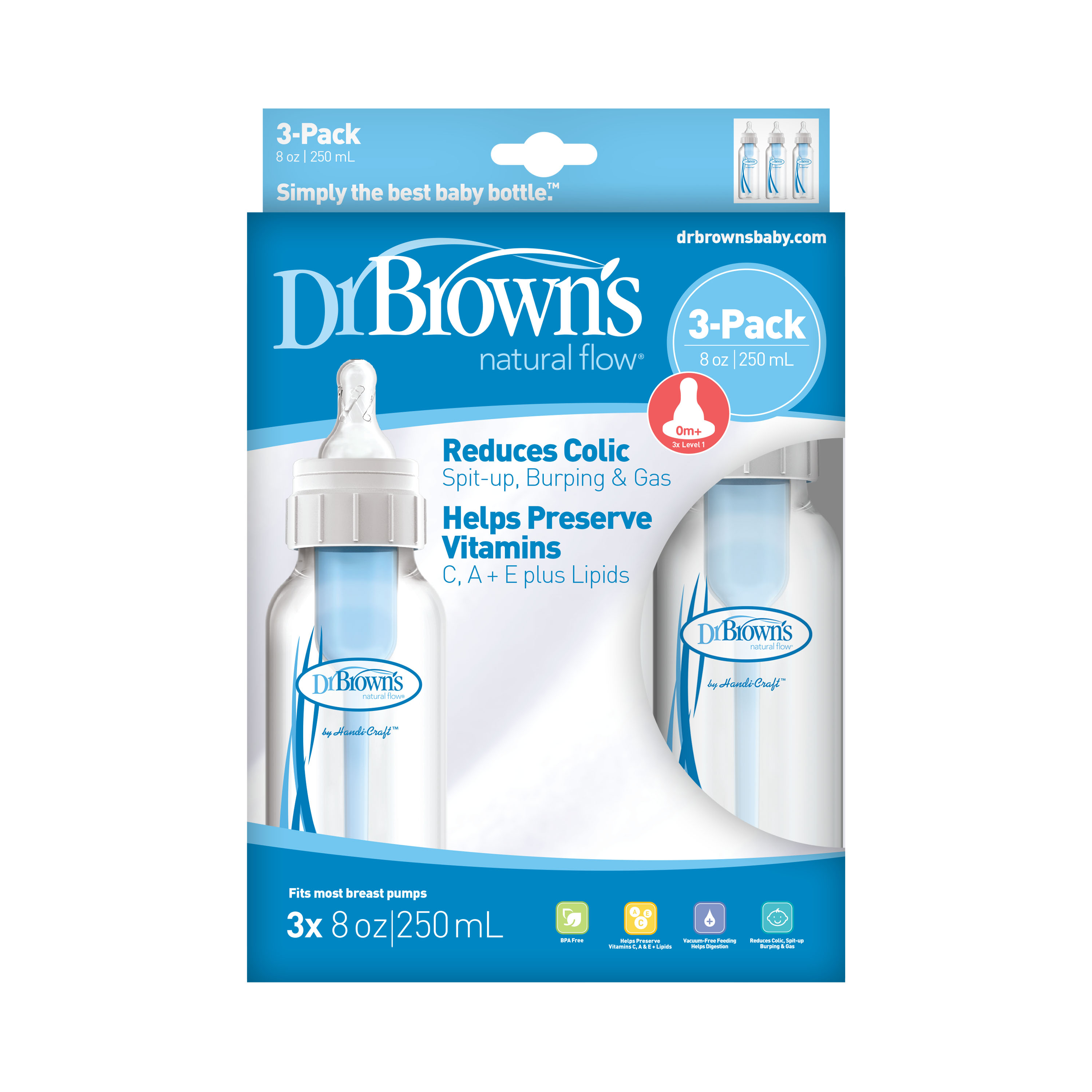 Dr. Brown's Natural Flow Bottle 3-Pack, 8 oz. - image 2 of 12