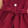 thumbnail image 3 of Vedolay Summer Dresses Girl's short Sleeve Casual Scalloped Edge A-line Belted Dress,Red 6Y, 3 of 5