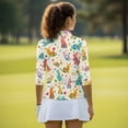 thumbnail image 5 of Uorisanigo Colorful Easter Bunny Women's Golf Shirt Versatile Moisture Wicking Casual Tennis Activewear Comfortable Breathable 3/4 Sleeve Athletic Tops with Zip Up Collar for Women, 5 of 7