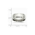 thumbnail image 3 of Mens Chisel Stainless Steel 8mm Ridged Edge Polished Wedding Band Ring, 3 of 7