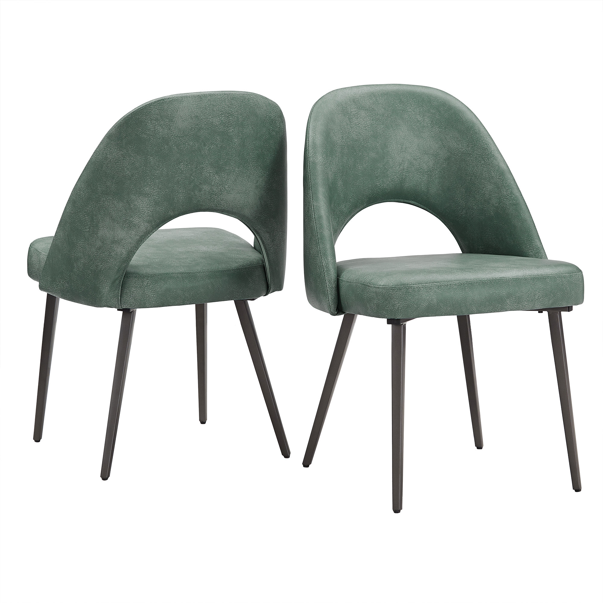 Weston Home Kolten Upholstered Dining Chairs, Set of 2, Teal PU Leather