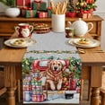 thumbnail image 4 of Burlap Table Runner 60 Inches Long,Xmas Winter Dog Farm Truck Non-Slip Kitchen Table Runners for Dining Room Everyday Use Party Table Decorations Christmas Tree Green Red Grey, 4 of 9