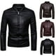 thumbnail image 2 of Chaqueta de cuero con cuello alto confiable de moda coreana para hombre de otoño e invierno, 2 of 5