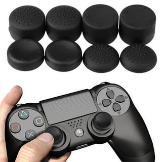 PlayVital Black Ergonomic Stick Caps Thumb Grips for PS5, for PS4