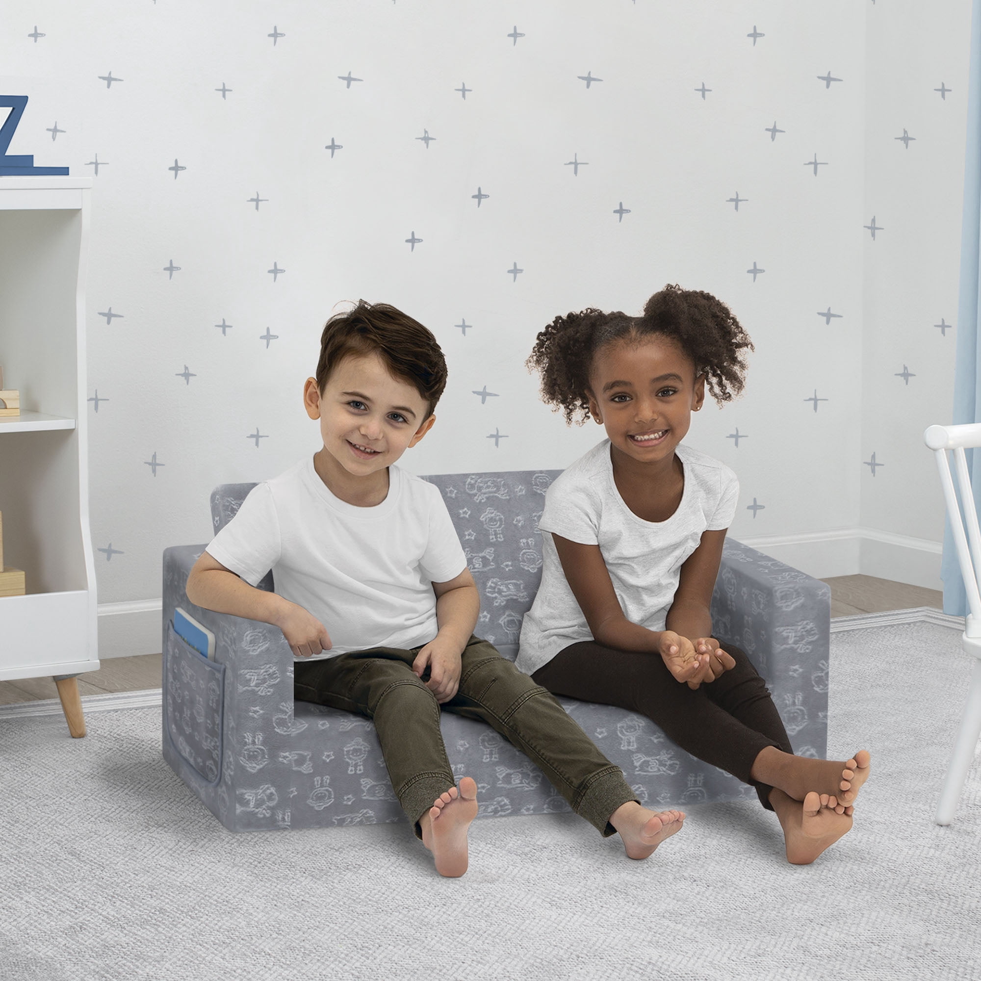 Serta Perfect Sleeper Extra Wide Convertible Sofa to Lounger - Comfy 2-in-1 Flip Open Couch/Sleeper for Kids, Multiple Colors