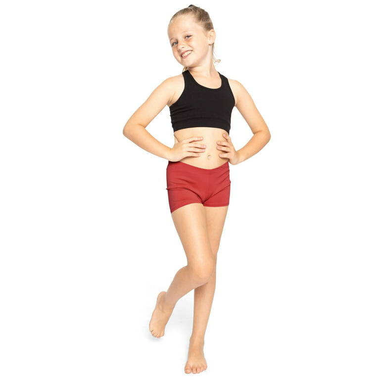 Stretch Is Comfort Girl's Nylon Spandex Stretch Booty Shorts | Child Size 2  -12
