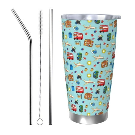 

KLL Travel1 Print 40oz Stainless Steel Insulated Car Cup with Spillproof Lid - Keep Your Drink Hot or Cold on the Go-Straw Three-piece Set