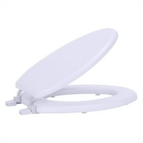 Elongated Wood Toilet Seat, White - 19 Inch - Fits All Elongated Size Fixtures - Easy To Install Fantasia By   Decor
