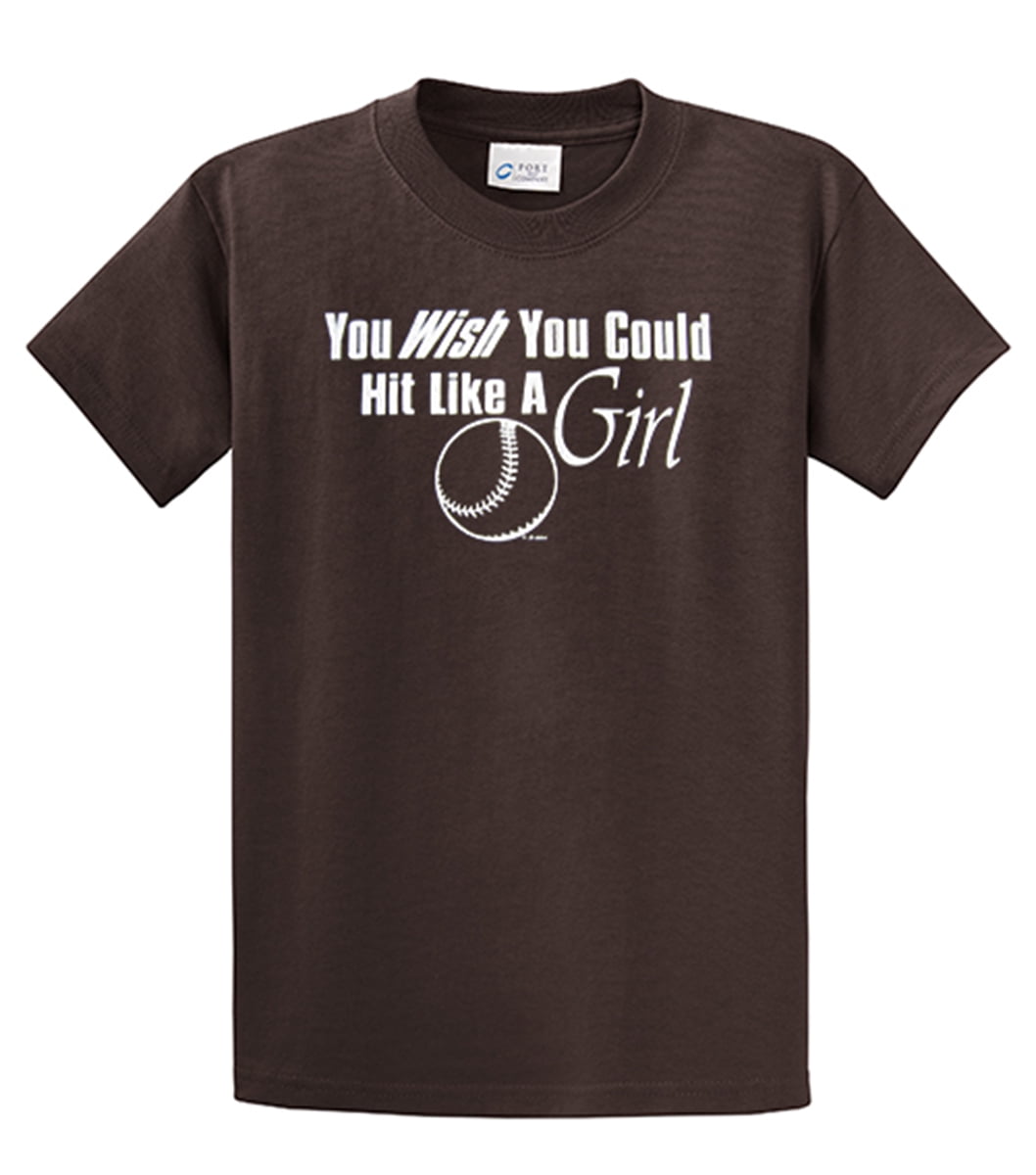 Softball Short Sleeve T-shirt Wish You Could Hit Like A Girl Funny Girls Fast - Picture 17 of 90
