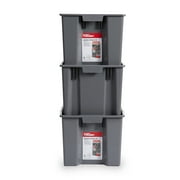 Hyper Tough Garage Plastic Stacking Open Storage Bin, Medium, Gray, No Lid
