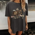 thumbnail image 6 of PVCS Womens Tops Women's Cowboy Competition Casual Concert T Shirts Vintage Cow Skull Graphic Tees Oversized Tops, 6 of 7