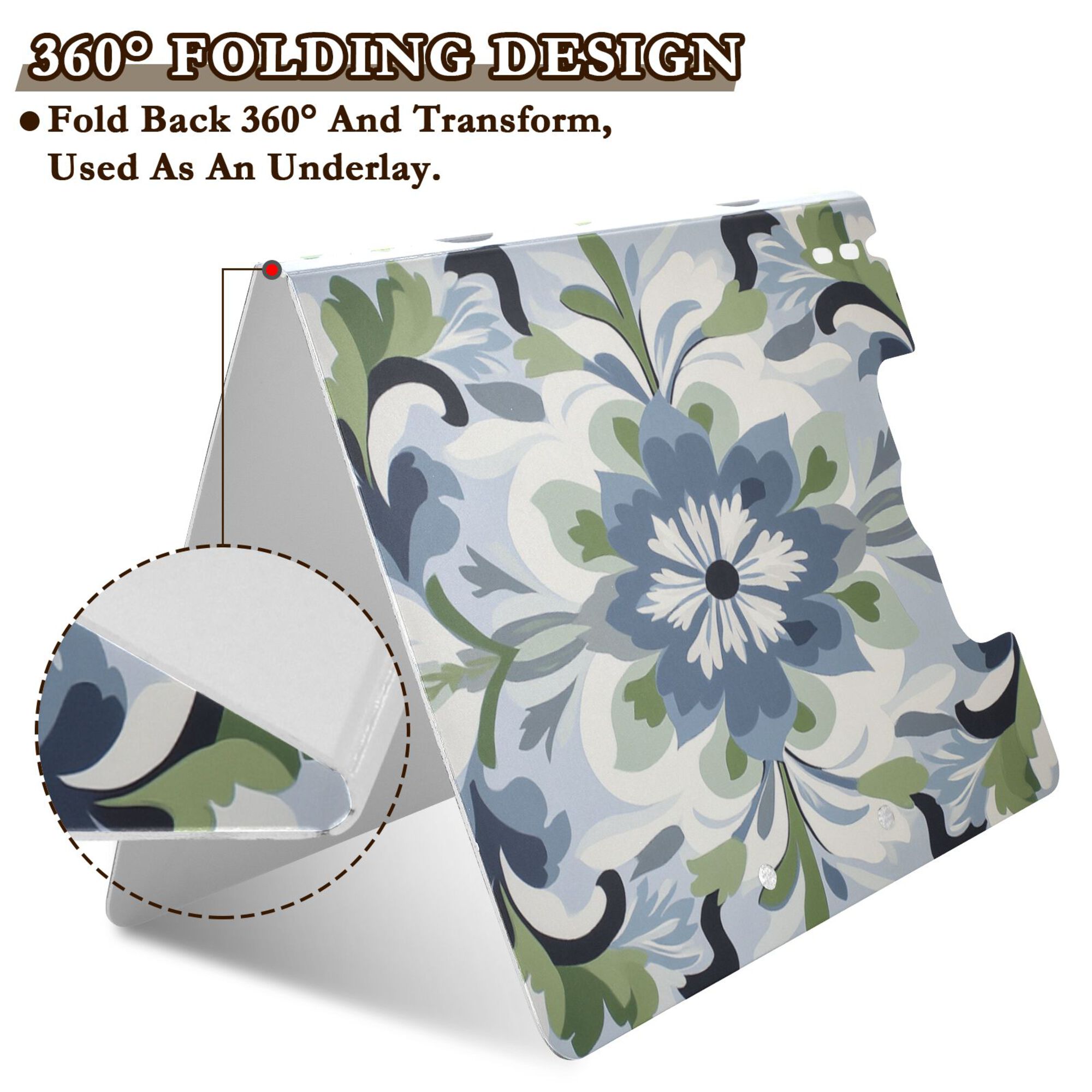FORMRS A4 Clipboard Folder with Pen Holder Horizontal Foldable School Office Binder, Green Floral