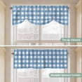 thumbnail image 4 of Blue White Plaid Tie Up Valance Curtains for Windows, Kitchen Curtains Window Shades, Gradient Geometric Buffalo Checkered Light Filtering Roman Curtain Valances for Bedroom/Bathroom/Cafe 54"x18", 4 of 9