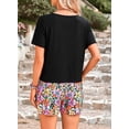 thumbnail image 3 of PRETTYGARDEN Women's Summer 2 Piece Outfits Lounge Sets Short Sleeve Tee Shirts Tops Blouses Pockets Printed Shorts Tracksuit, 3 of 10