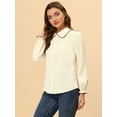 thumbnail image 3 of INSPIRE CHIC Women's Sweet Ruffle Peter Pan Collar Button Up Work Shirts, 3 of 5