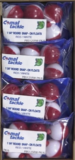 Comal Plastic Bobbers, Red/White, 2"