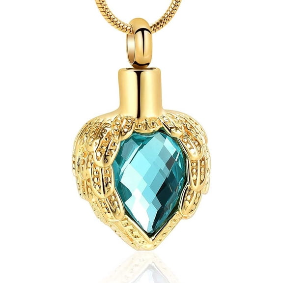Urn Necklaces for Ashes Birthstone Heart Shape Urns for Human Ashes Memorial Cremation Urn Locket Keepsake Ashes Jewelry