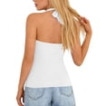 thumbnail image 4 of Soyumi Womens Backless Halter Tops Deep V Neck Sexy Crop Tank Top Open Back Sleeveless Slim Fit Cute Going Out Y2k Summer Tops Beach Vacation Outfits, White, 4 of 5