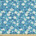 thumbnail image 2 of Ambesonne Floral Fabric by the Yard Upholstery, Blossoming Magnolia Branches, 2 Yards, Sky Blue Indigo and White, 2 of 5