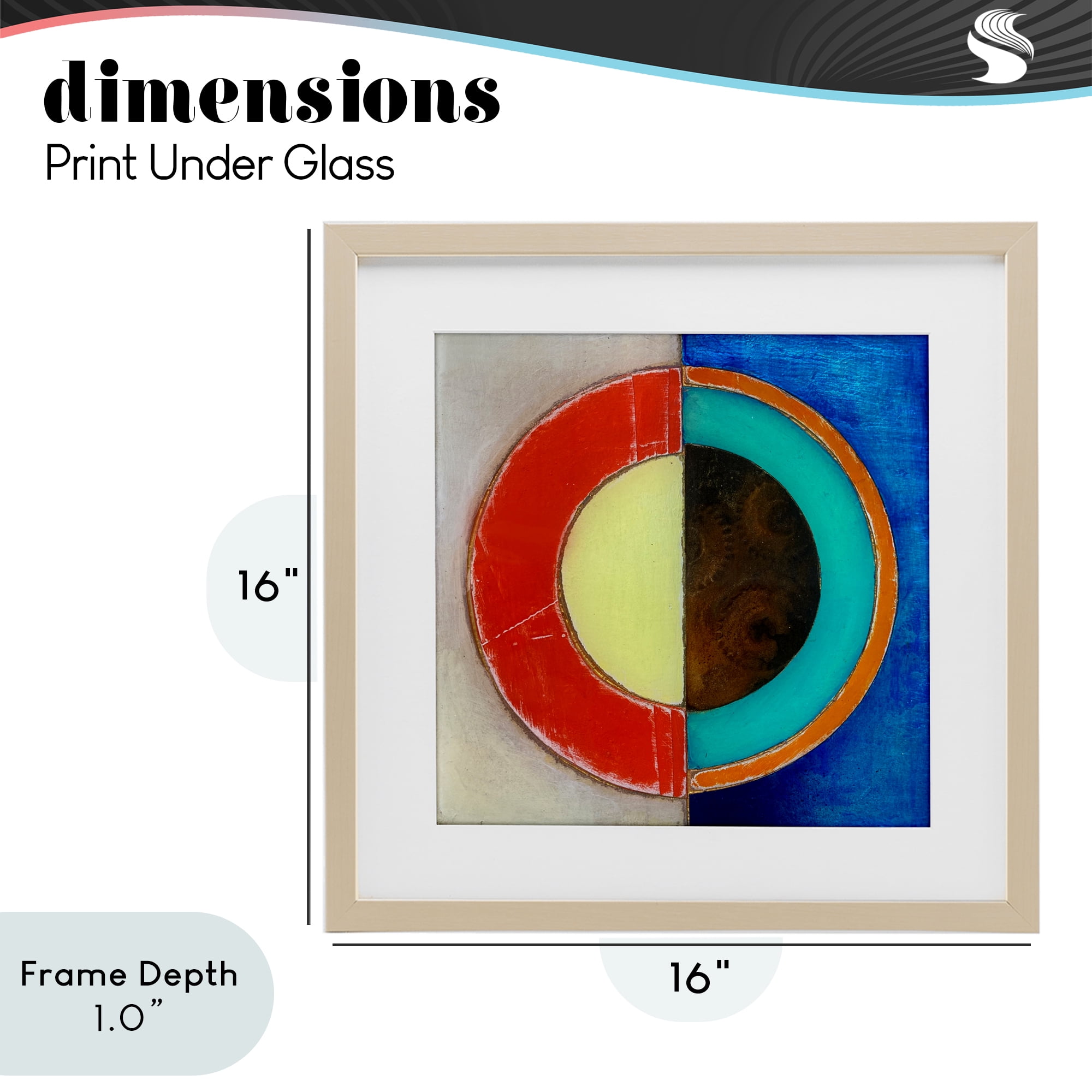 Stupell Industries Round Structured Color Block Birch Framed Print Under Glass, design by Matthew Finger