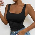thumbnail image 7 of longantii Womens Square Neck Tank Tops Crop Summer Basic Going Out Tops Tight Crop Ruched Fashion Clothing 2026 Black L, 7 of 7