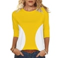 thumbnail image 2 of Ounisa Womens 3/4 Sleeve T Shirts Crew Neck All Over Print Casual Soft Comfy Loose Fit Spring Summer Daily Wear Basic Tops S-2XL, 2 of 6