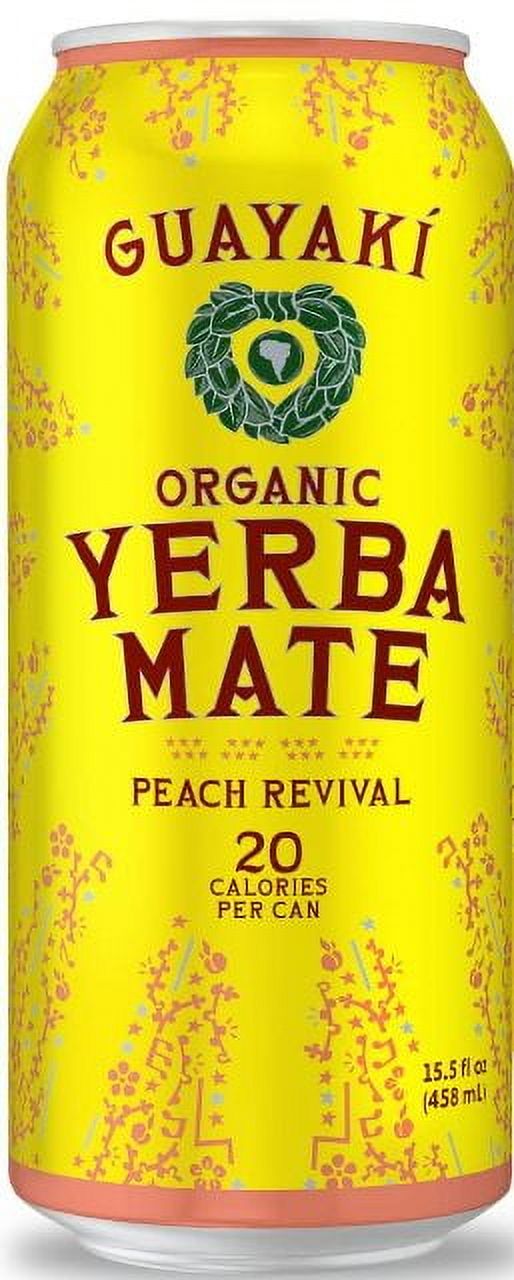 Guayaki Yerba Mate Low Calorie Variety Pack : Tropical Uprising, Peach Revival, Berry Lemonade (Pack of 12)