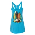 thumbnail image 2 of Trippy California Redwoods Forest Fox Silhouette | Womens Fashion Premium Tri-Blend Racerback Tank Top, Vintage Turquoise, X-Large, 2 of 4