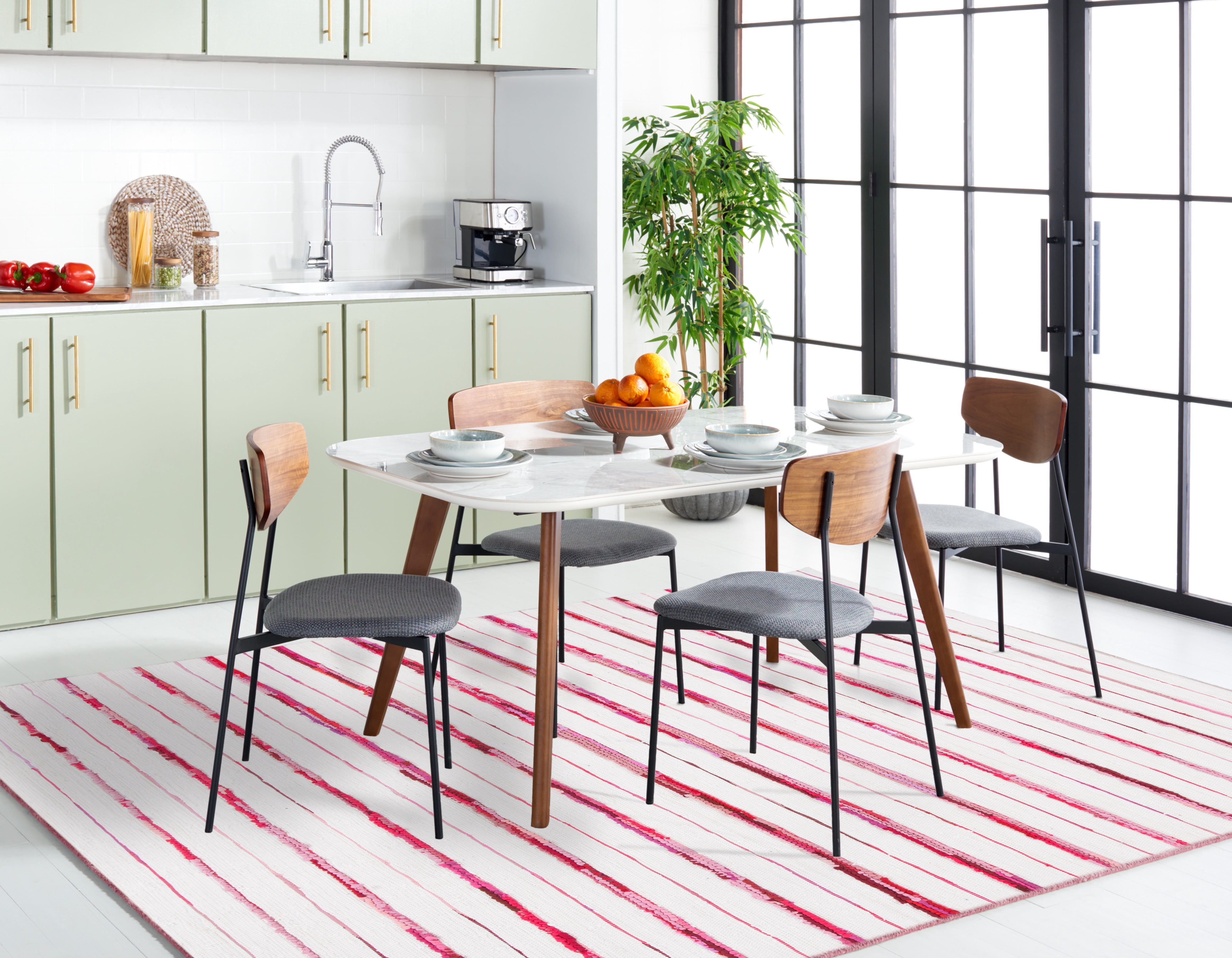 SAFAVIEH Montauk Rowena Striped Area Rug, Red/Ivory, 4' x 6'
