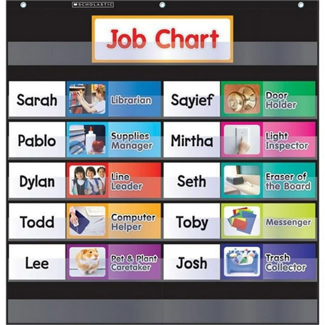 Scholastic Teaching Resources SC-583864 Pocket Chart Class Jobs- Black