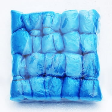 100pcs (50 Pairs) Disposable Plastic Shoe Covers Non Slip PE Shoe Booties Covers Shoes Protectors Blue