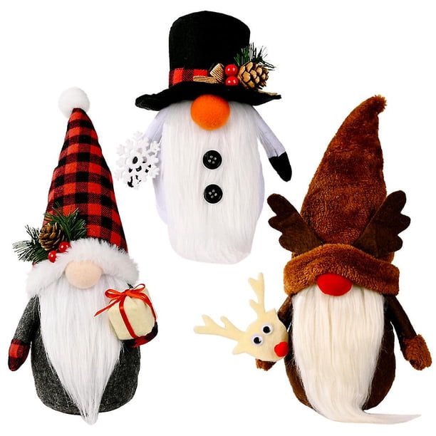 Tres muñecas de peluche enana navideña muñecas muñecas muñecas de nieve elfo Papá Noel Tom elfo juguete Mesa navideña D